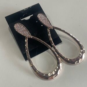 Elegant Rose Gold/silver Teardrop Earrings